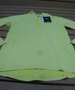 New Puma Golf Evoknit Seamless 1/4 Zip Pullover Womens Size Small Yellow Pb4/3