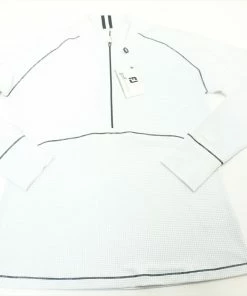 New FootJoy Tonal Dot Print Jersey Pullover Size Women Medium White 391A 821214