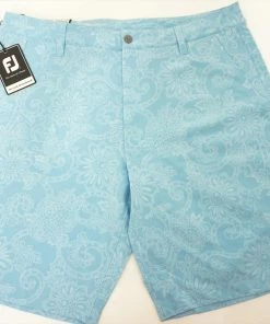 New FootJoy Golf Batik Print Shorts Mens Size 34 Light Blue Regular 467B