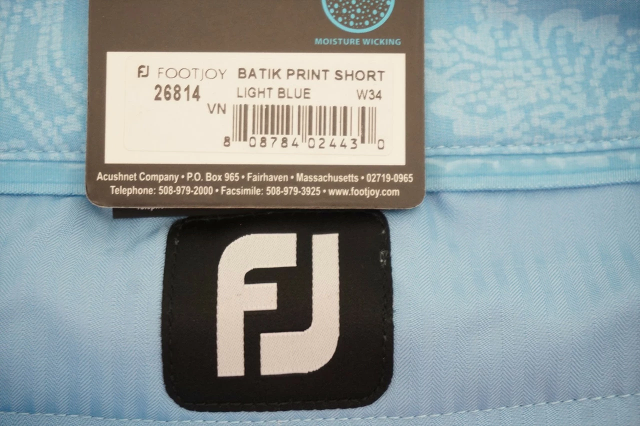 New FootJoy Golf Batik Print Shorts Mens Size 34 Light Blue Regular 467B - Image 2