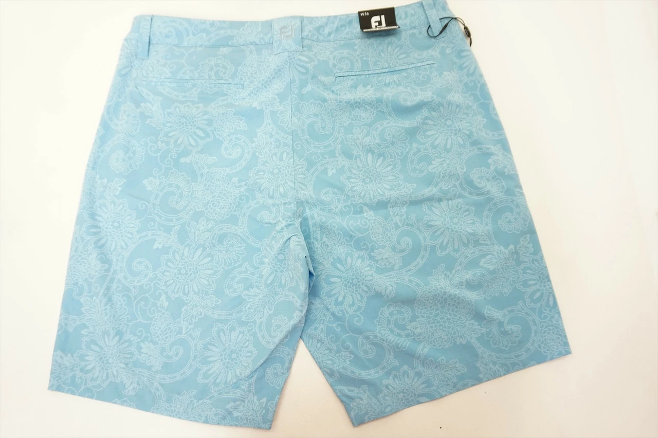 New FootJoy Golf Batik Print Shorts Mens Size 34 Light Blue Regular 467B - Image 3