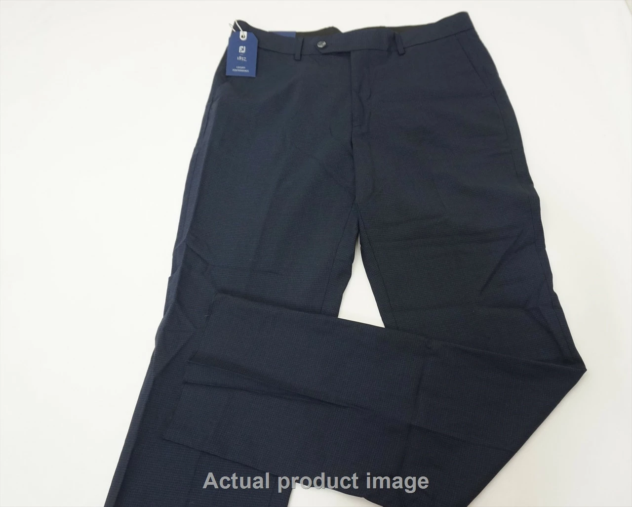 NEW FootJoy 1857 Golf Stretch Wool Pants Mens 34 Navy Subtle Check 490A 860968
