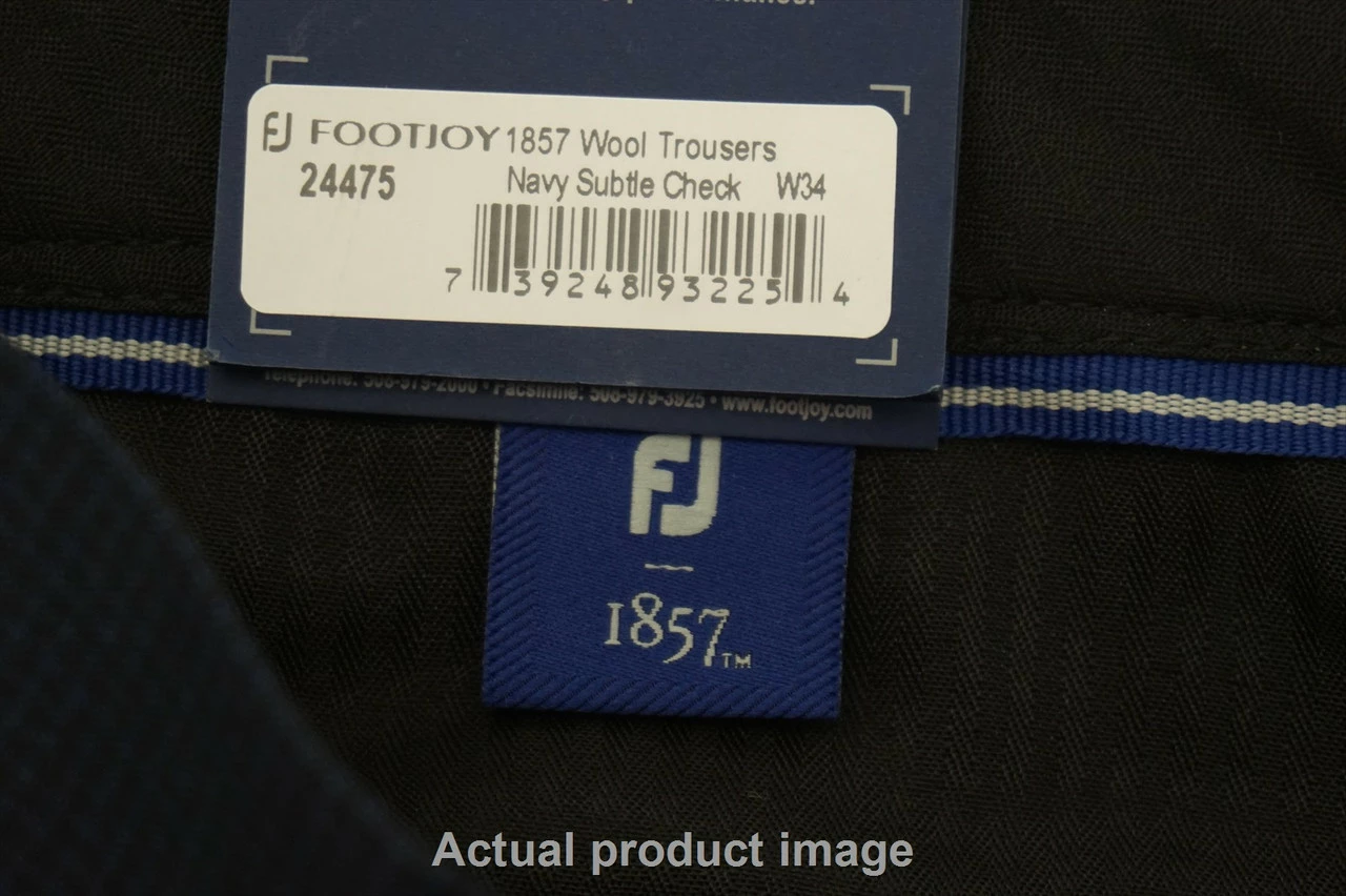 NEW FootJoy 1857 Golf Stretch Wool Pants Mens 34 Navy Subtle Check 490A 860968 - Image 2