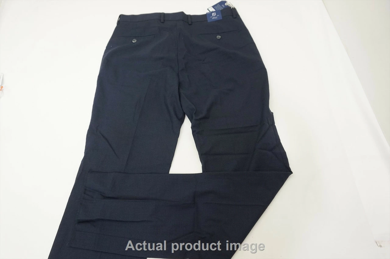 NEW FootJoy 1857 Golf Stretch Wool Pants Mens 34 Navy Subtle Check 490A 860968 - Image 3