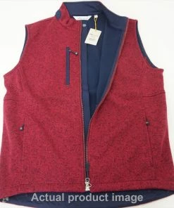 New Peter Millar Condor Sweater Fleece Vest Mens Medium Pomegranate 499B 863949