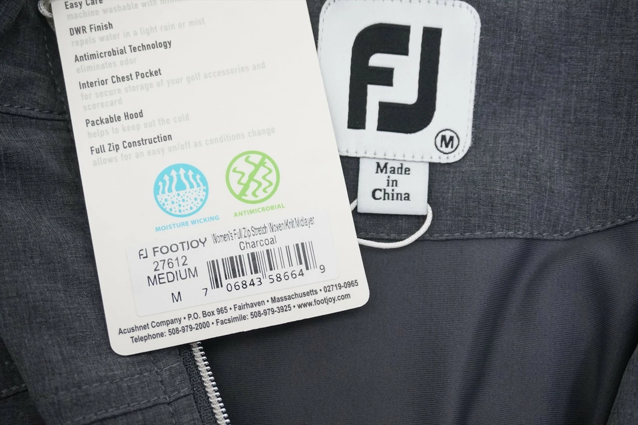 New FootJoy Stretch Woven+Knit Mid-Layer Jacket Womens Medium Charcoal 511B - Image 2