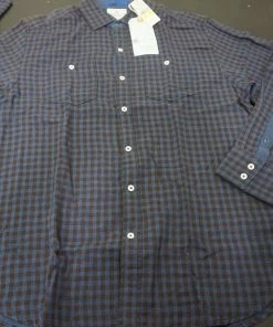 New Tommy Bahama Gingham All The Time Button Down Mens Medium Deep Sterling 519C