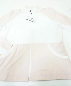 FootJoy Kint Mixed MiniStripe Midlayer Jacket Womens Medium White/Blush 547B