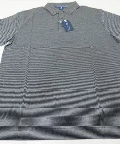 FootJoy 1857 Pima Lisle Micro Stripe- Polo Mens Large Navy/Heather Grey 550A