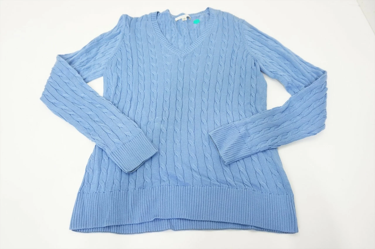 NEW Fairway & Greene Golf V-Neck Sweater Womens Size Medium Sky 555A 00893347