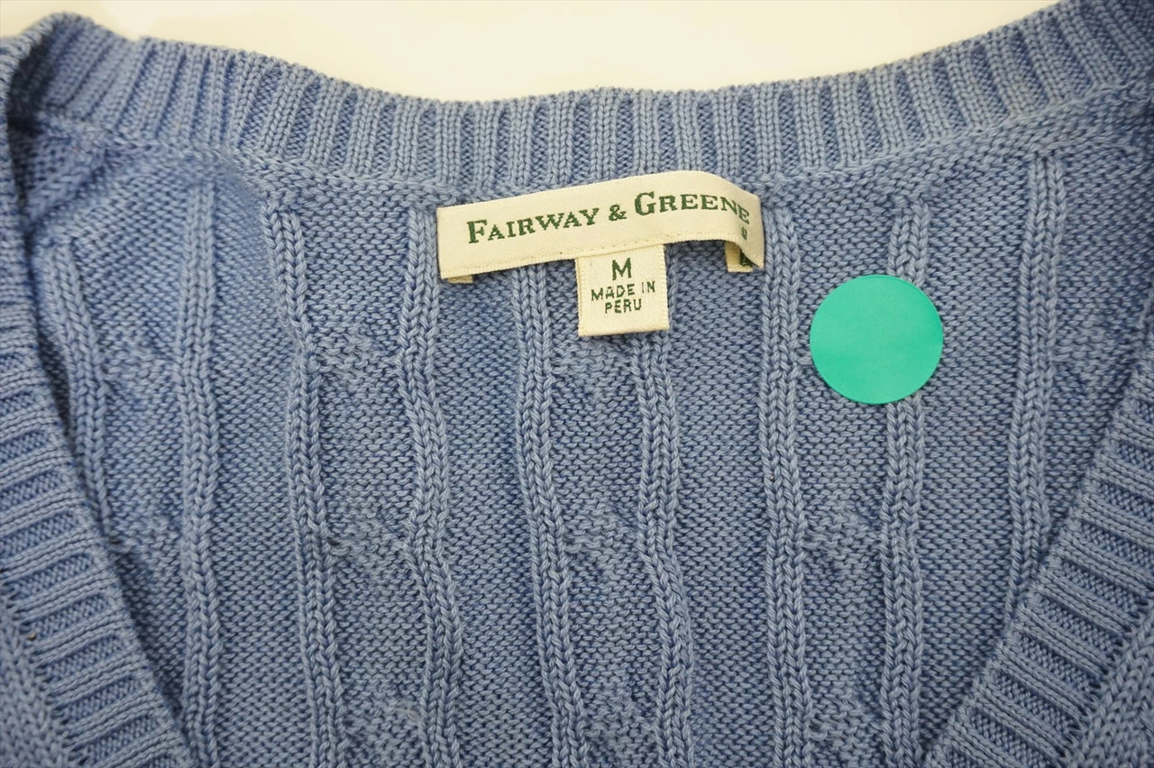 NEW Fairway & Greene Golf V-Neck Sweater Womens Size Medium Sky 555A 00893347 - Image 2