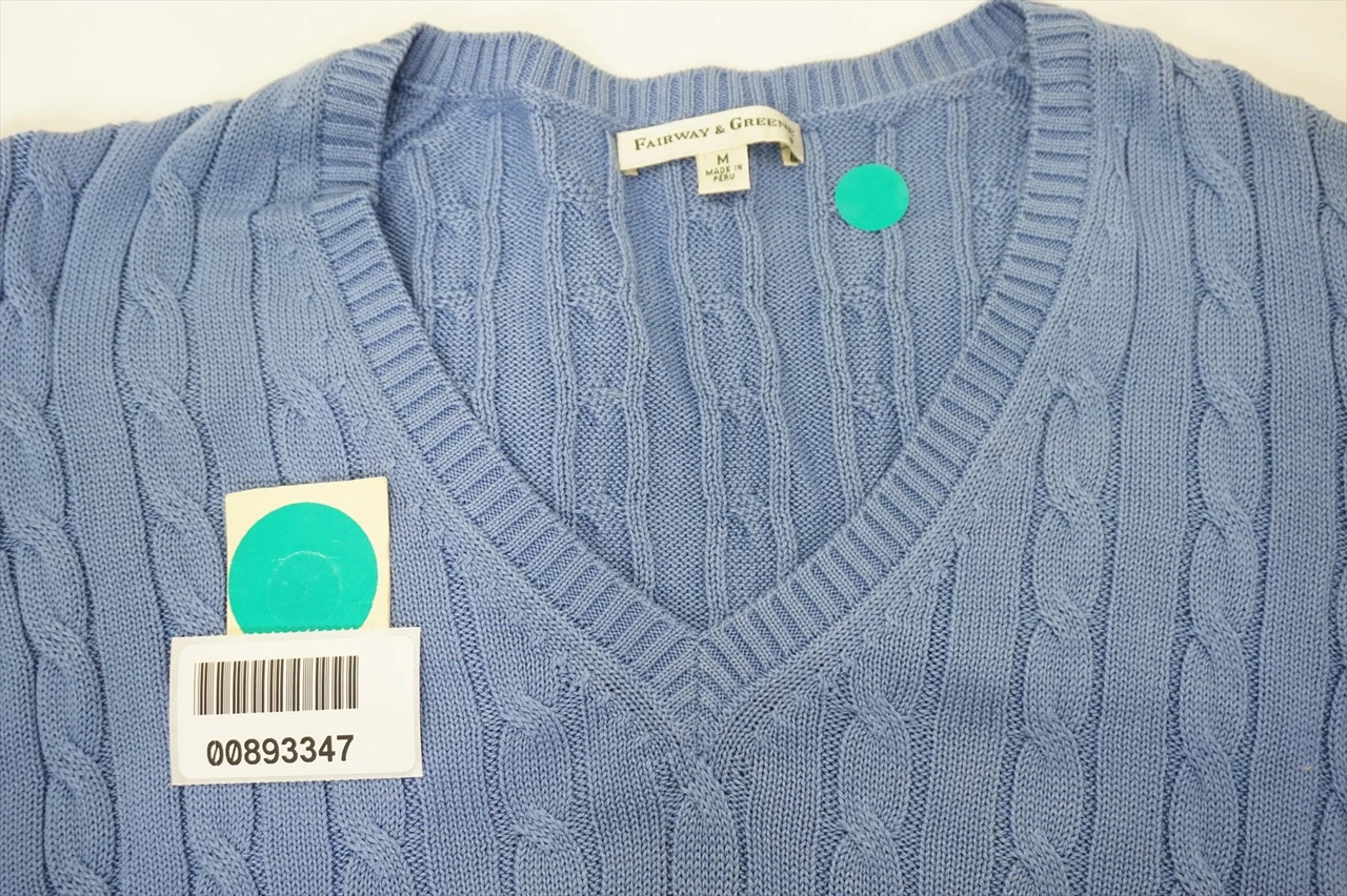 NEW Fairway & Greene Golf V-Neck Sweater Womens Size Medium Sky 555A 00893347 - Image 5