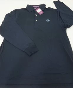 NEW Martin MNS L/S Solid Lisle 3-BTN Polo Mens Medium Navy W/Logo 561A 00895530