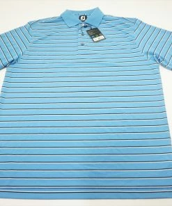 NEW FootJoy Golf PD Strch LSL STRP Polo Mens Size Large RFBLBKWH 583C 00909027