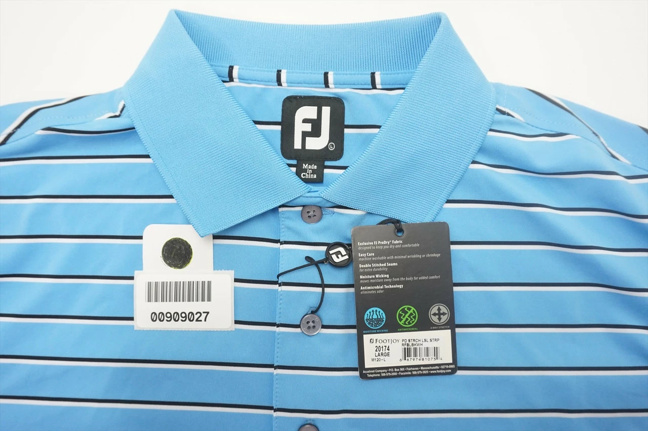 NEW FootJoy Golf PD Strch LSL STRP Polo Mens Size Large RFBLBKWH 583C 00909027 - Image 5