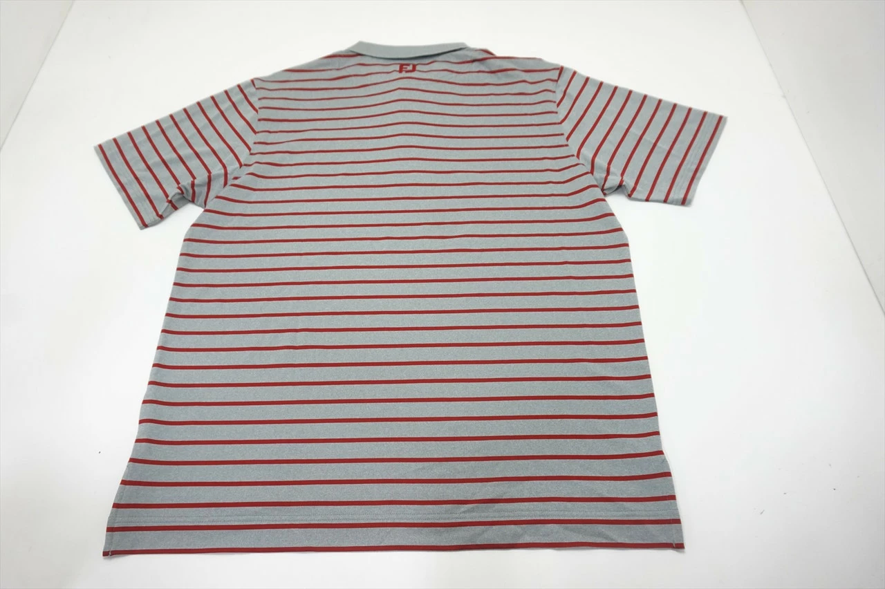 New FootJoy Golf Nautical Stripe Clear Pocket Polo Mens Large Grey/Merlot 600A - Image 3