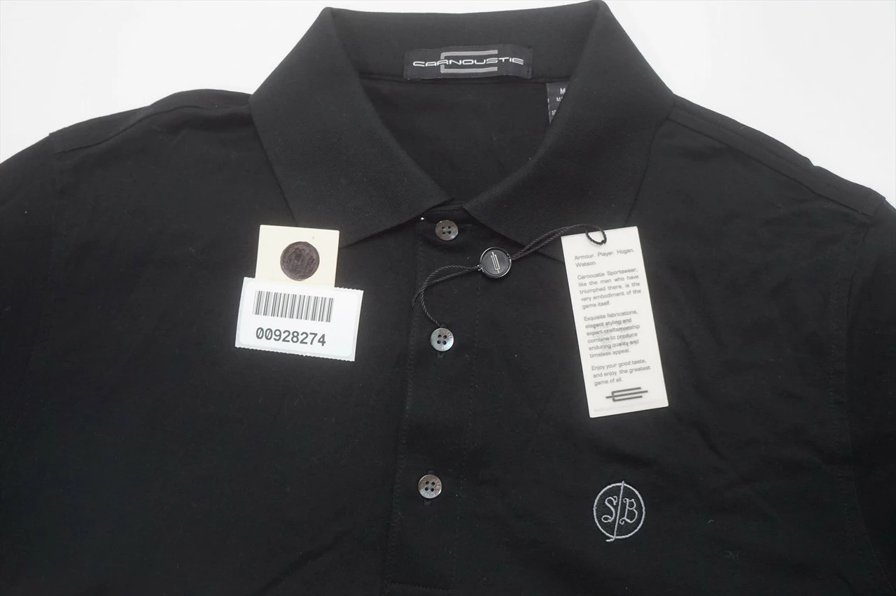 NEW Carnoustie Golf With Logo Polo Mens Size Medium Black 624B 00928274 - Image 5