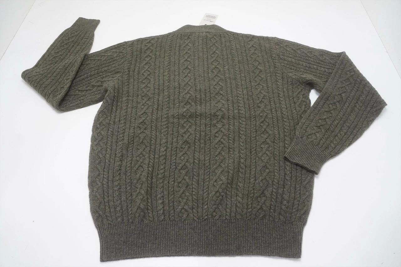 New Peter Millar Golf Cable 1/4 Zip Sweater Mens Medium Olive Leaf 629B - Image 3