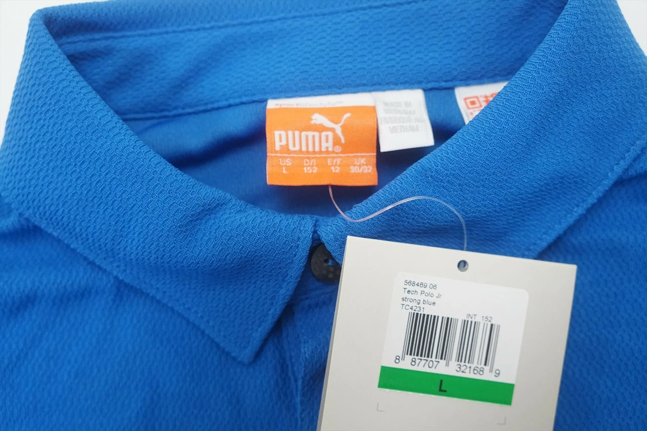 NEW Puma Golf Tech Jr Polo Boys Size Large Strong Blue Regular 631A 00933196 - Image 2