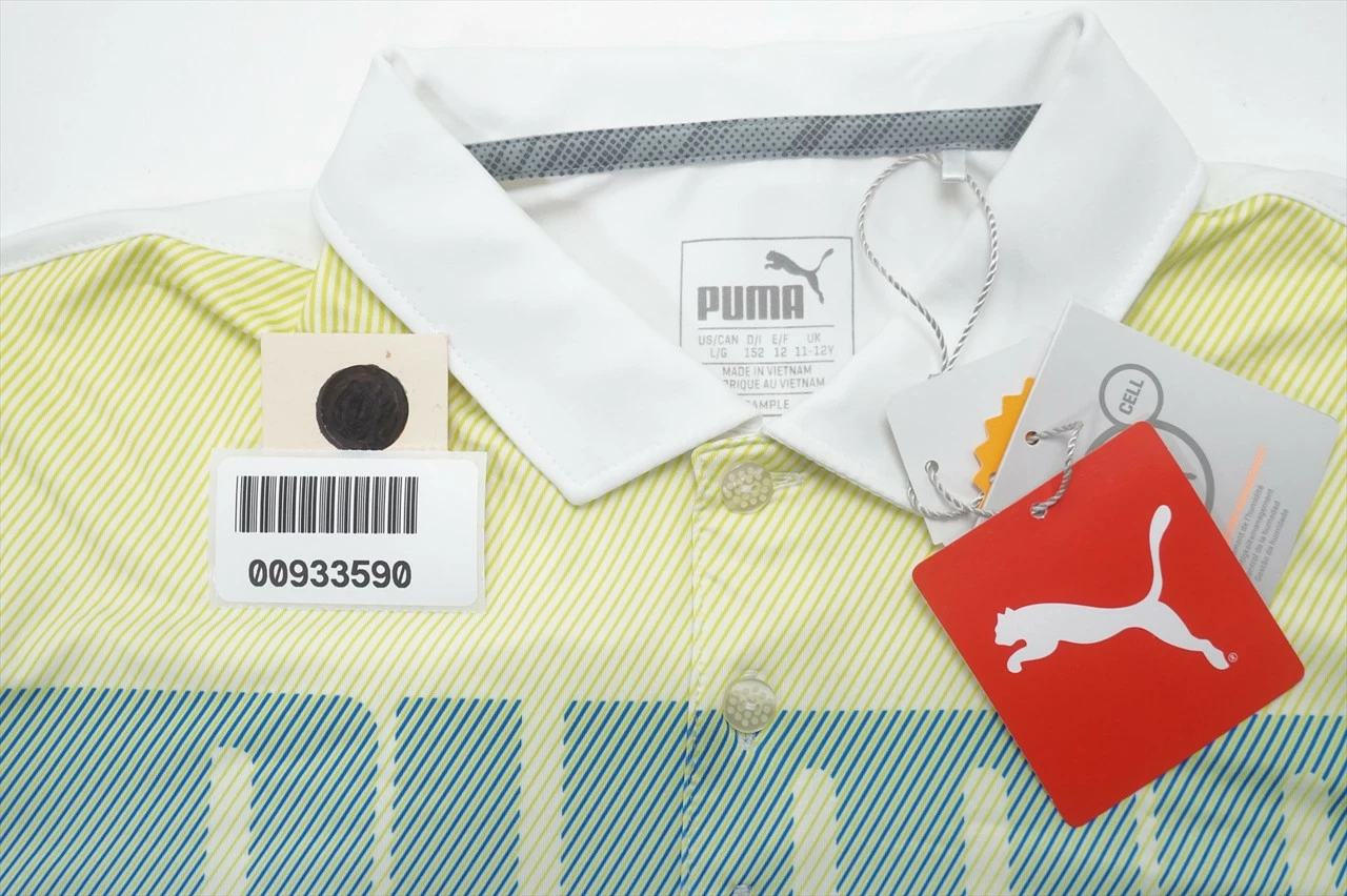 Puma Golf Logo Jr Polo Boys Size Large 11-12Y Bright White/Nrgy Yellow 632B - Image 5