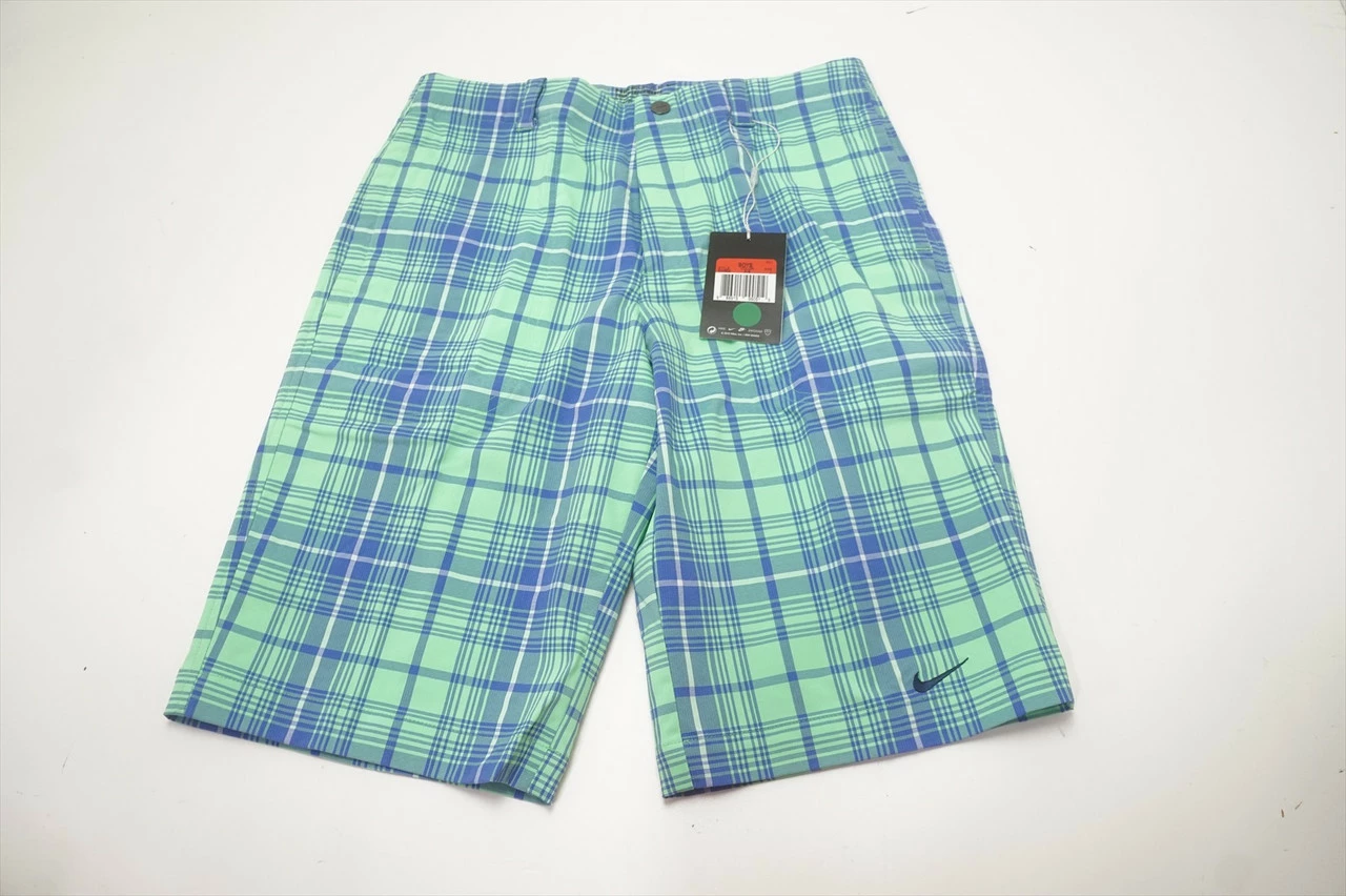 NEW Nike Golf Dri-Fit Shorts Boys Size Large Green/Blue Regular 635B 00934776