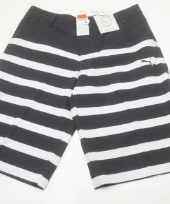 NEW Puma Golf Rickie Stripe JR Shorts Boys Waist Size Large Black/White 636A
