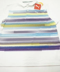 Puma Golf Baker Jr Polo Boys Size Large 11-12Y Bright White/Nrgy Yellow 637B