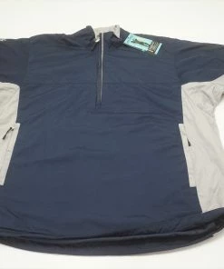Page & Tuttle Wind-Water Resistant SS Rain Jacket Mens Large Navy/White 639A