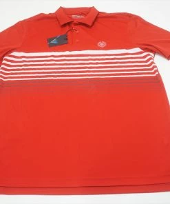 Level Wear Golf Excel Polo Mens Large Flame Red/White W/Logo 642C 937246