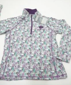 Garb 1/4 Zip Pullover Girls Medium 7-8Y White/Violet W/Logo 655A 942971
