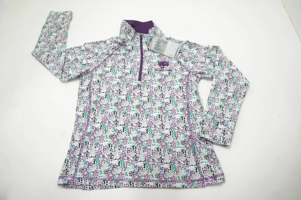 Garb 1/4 Zip Pullover Girls Medium 7-8Y White/Violet W/Logo 655A 942971