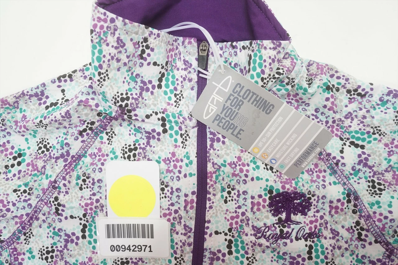 Garb 1/4 Zip Pullover Girls Medium 7-8Y White/Violet W/Logo 655A 942971 - Image 5