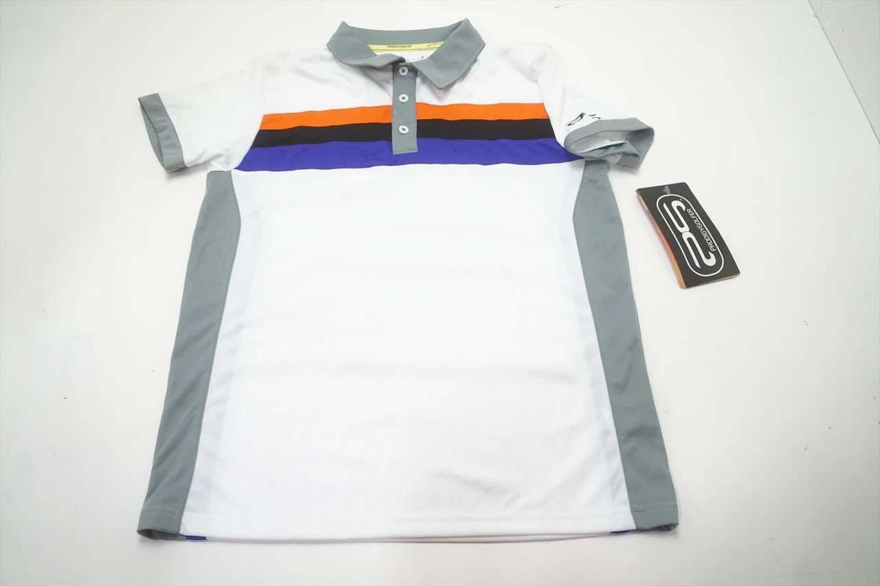 PRODIGYGOLFER New Prodigy Er Classic Polo Boys Size Medium White/Grey/Black 656B 00944767