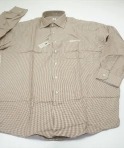NEW Peter Millar Long Sleeve Button Down Mens Size 34 White/Tan 661A 00945803