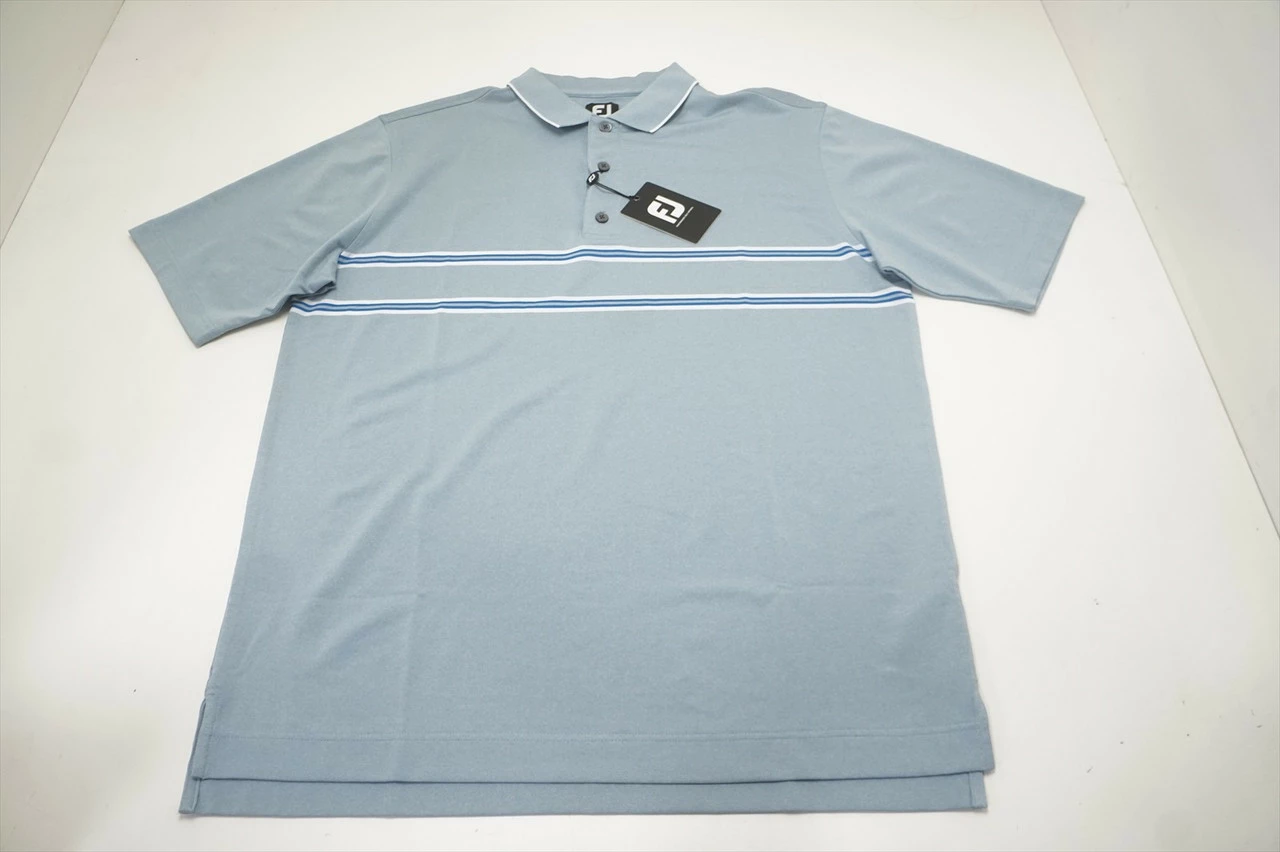 NEW FootJoy DBL BND LSL KNT Clear Polo Mens Size Large HTR DV GRY 663B 00952484