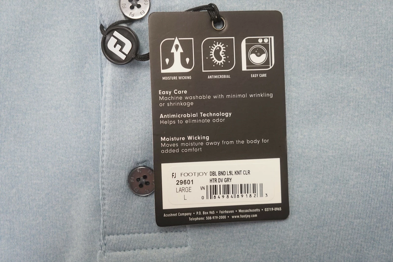 NEW FootJoy DBL BND LSL KNT Clear Polo Mens Size Large HTR DV GRY 663B 00952484 - Image 2