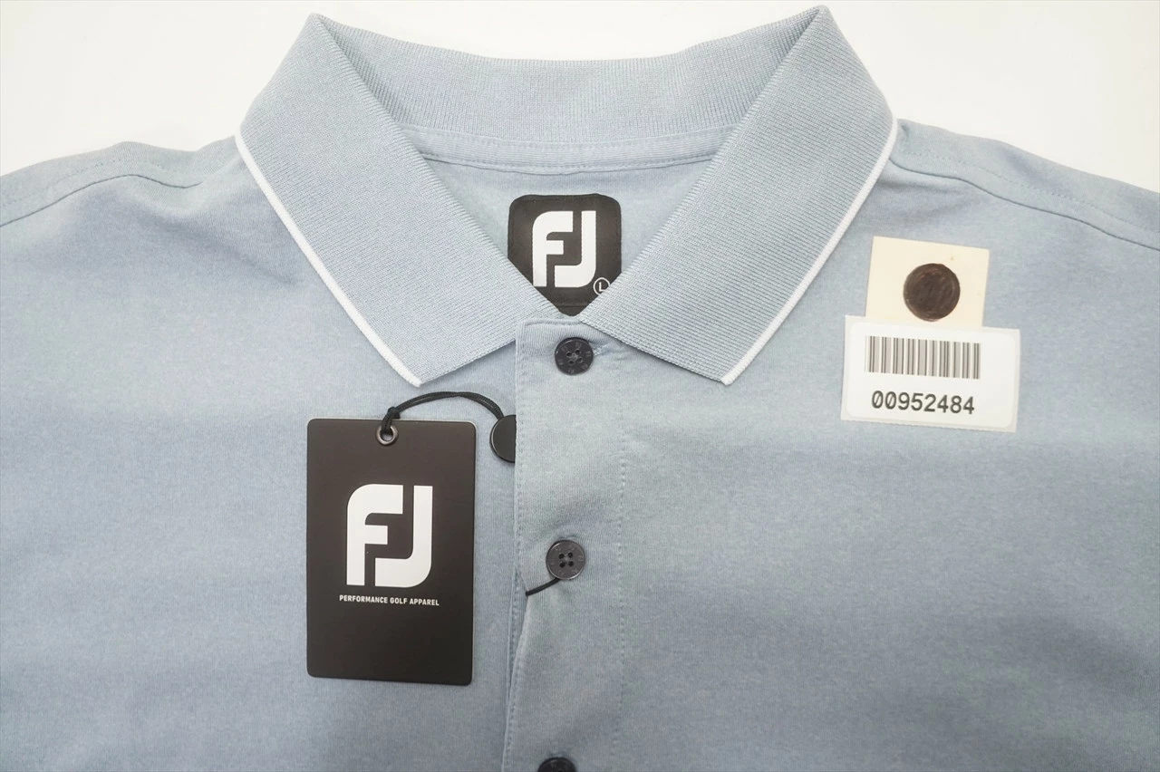 NEW FootJoy DBL BND LSL KNT Clear Polo Mens Size Large HTR DV GRY 663B 00952484 - Image 5