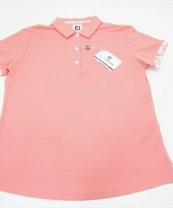 NEW FootJoy Watercolor Trim Polo Womens Size Medium Bright Coral 664B 00953052
