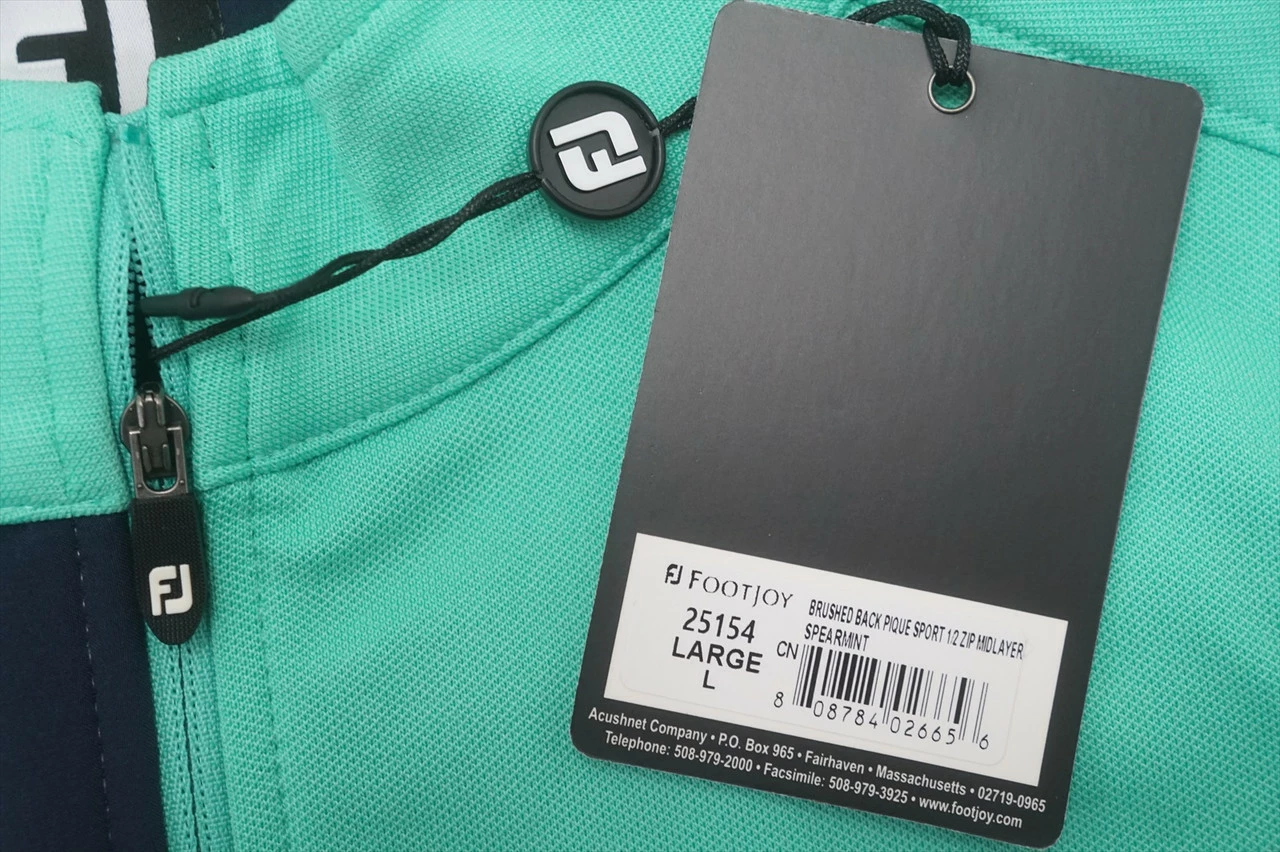 FootJoy Pique Sport Mid-Layer Pullover Mens Large Spearmint W/Logo 683A 963890 - Image 2