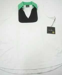 NEW Belyn Key Lajolla Sleeveless Polo Womens Medium Chalk/Kiwi 684B 00965142