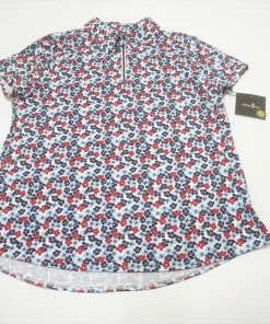 Belyn Key Zip Keystone Cap Polo Womens Size Medium Monterey Floral 686A 966330