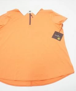 NEW Belyn Key Golf Zip Keystone Polo Womens Size Medium Orange 686A 00966339