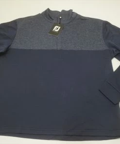 NEW FootJoy Heather Yoke Half-Zip Midlayer Pullover Mens Large Navy 689A 968209