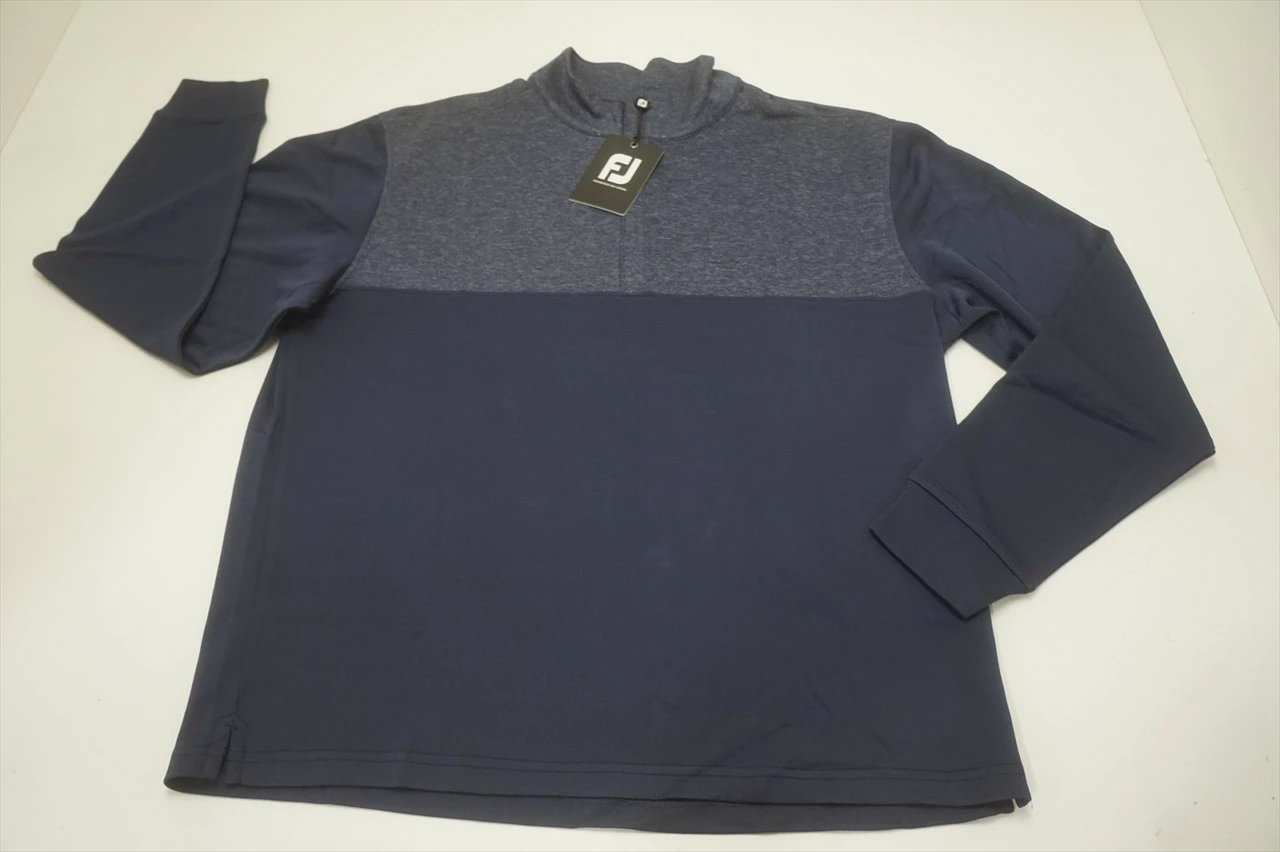 NEW FootJoy Heather Yoke Half-Zip Midlayer Pullover Mens Large Navy 689A 968209