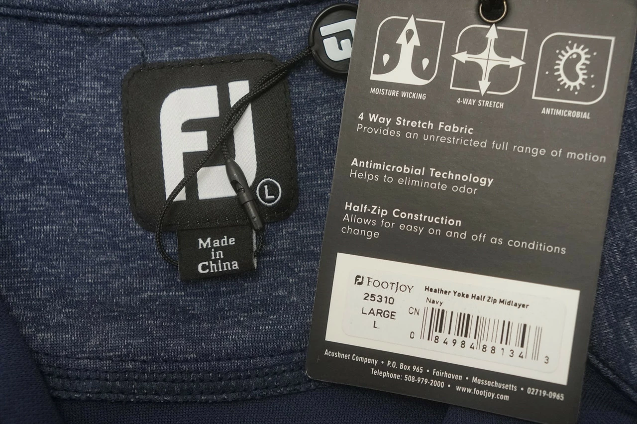 NEW FootJoy Heather Yoke Half-Zip Midlayer Pullover Mens Large Navy 689A 968209 - Image 2