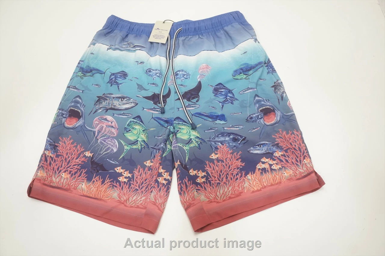 NEW Peter Millar Ocean Traffic Short Swim Mens Medium ISLAND BLUE 701D 00978753