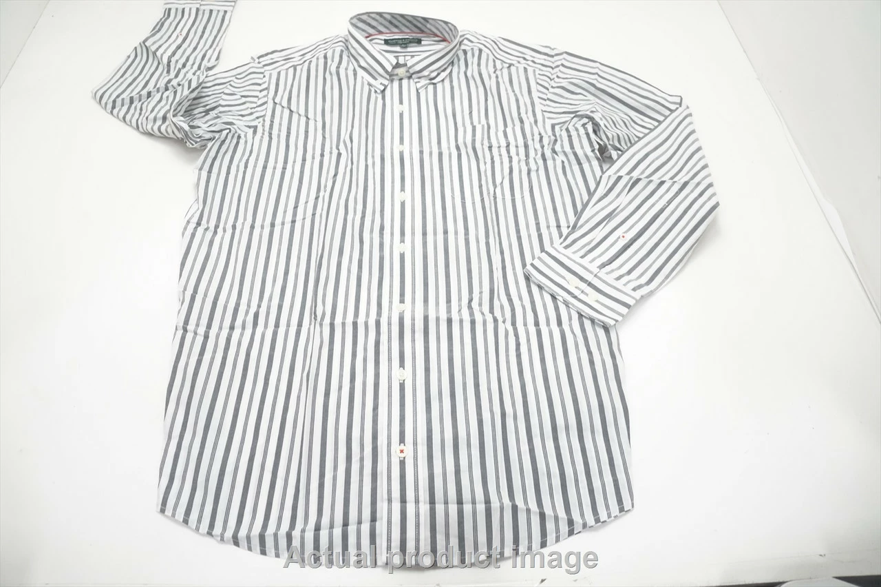 NEW Fairway & Greene Classic Button Down Mens Size Large White/Grey 705A 980847