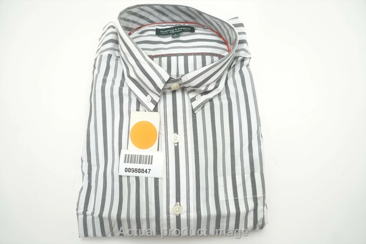 NEW Fairway & Greene Classic Button Down Mens Size Large White/Grey 705A 980847 - Image 5