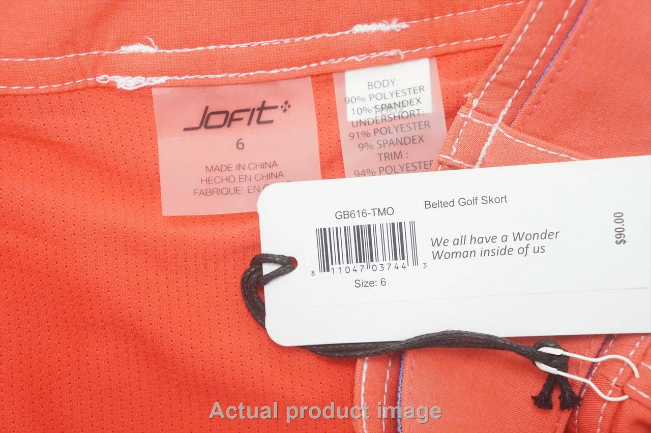 NEW Jofit Golf Belted Skort Womens Size 6 Orange Regular 709C 00983174 - Image 2