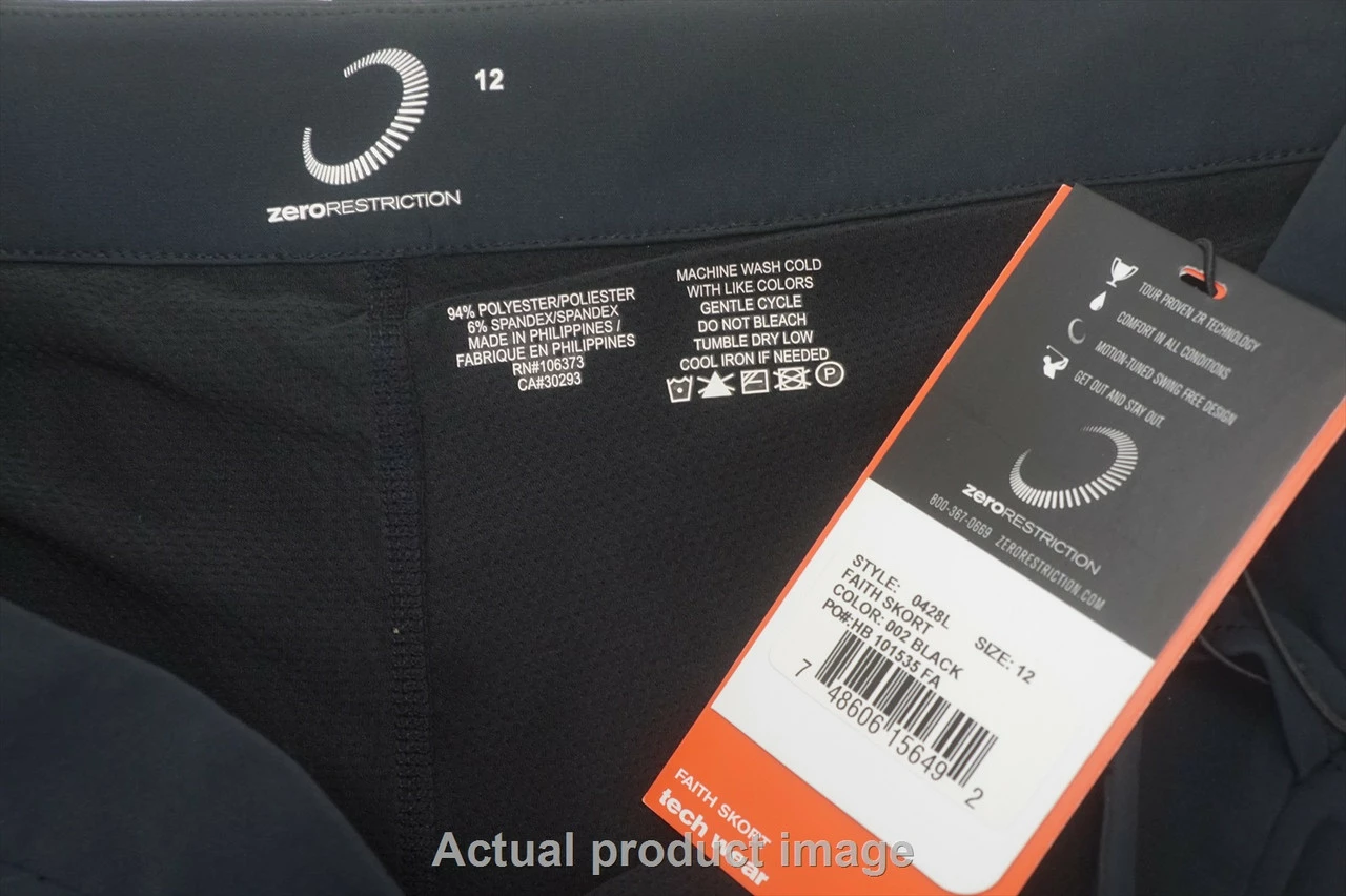 NEW Zero Restriction Golf Faith Skort Womens Size 12 Black Regular 713B 985364 - Image 2